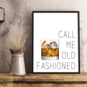 Call Me Print, Altmodischer Cocktail, Wandkunst, Altmodischer Druck, Zitat, Home Decor, Bar Art, Küchenkunst, druckbare Kunst,Alkohol