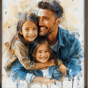 Custom Watercolor Portrait, Family Portrait, Custom Portrait From Photo, Portraits From Photos, Personalized Gifts, Father&#39;s Day Gift 2025