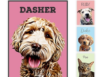 Pet portrait, Custom pet portrait, Pet portrait custom, Pet portrait from photo, Cartoon pet portrait Personalized pet portrait Dog dad gift