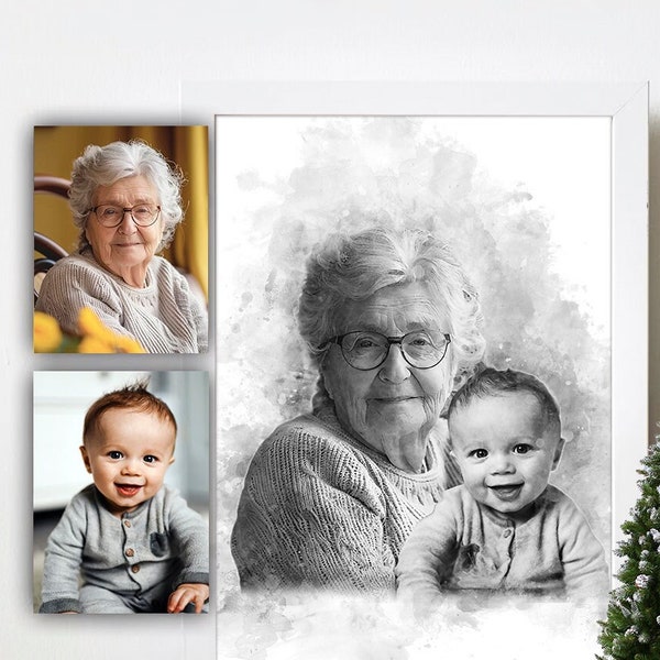 Add Loved One to Photo, Loss of Father-Mother, Family Portrait From Photos, Combine Photos, Christmas Gift, Memorial Gift for Dad Mom, Gift