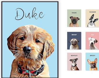 Pet Portrait Custom Pet Portrait Gift Custom Dog Portrait Personalized Pet Gift For Mom Christmas Gift For Her Pet Memorial Animal Portrait
