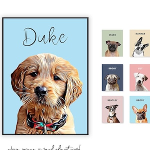 Retrato de mascota, regalo de retrato de mascota personalizado, retrato de perro personalizado, regalo de mascota personalizado para mamá, regalo de Navidad para ella, retrato de animal conmemorativo para mascotas