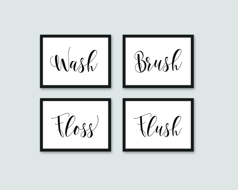 Bathroom Wall Decor Printable Art Bathroom Decor Set of 4 Etsy