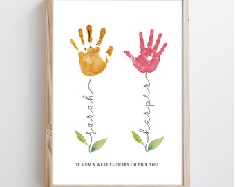 Personalized Mothers Day Handprint Print, Mum Gift, Baby Keepsake Hand Print, Nanny Craft Gift, Kids Gift for Mommy, DIY Mum's Birthday