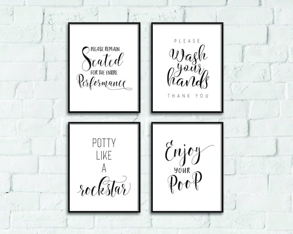 Bathroom wall decor Printable art Bathroom prints Set of 4 | Etsy