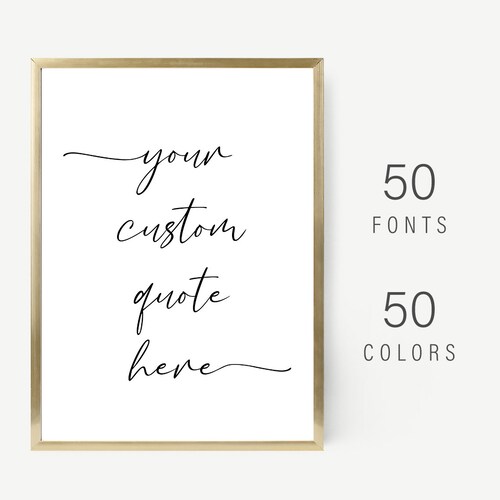 Custom Quote Print Sign Framed Canvas Wall Art Poster Etsy