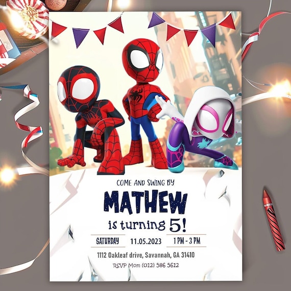 Editable Spidey And This Amazing Friends Birthday Invitation Spidey Invitation Spiderman Party Spidey And Friends Boy Invite Instant Digital