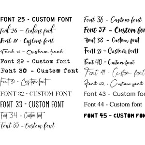 May include: A list of different fonts numbered from 25 to 45. Each font is displayed with the text "Custom Font" next to it.
