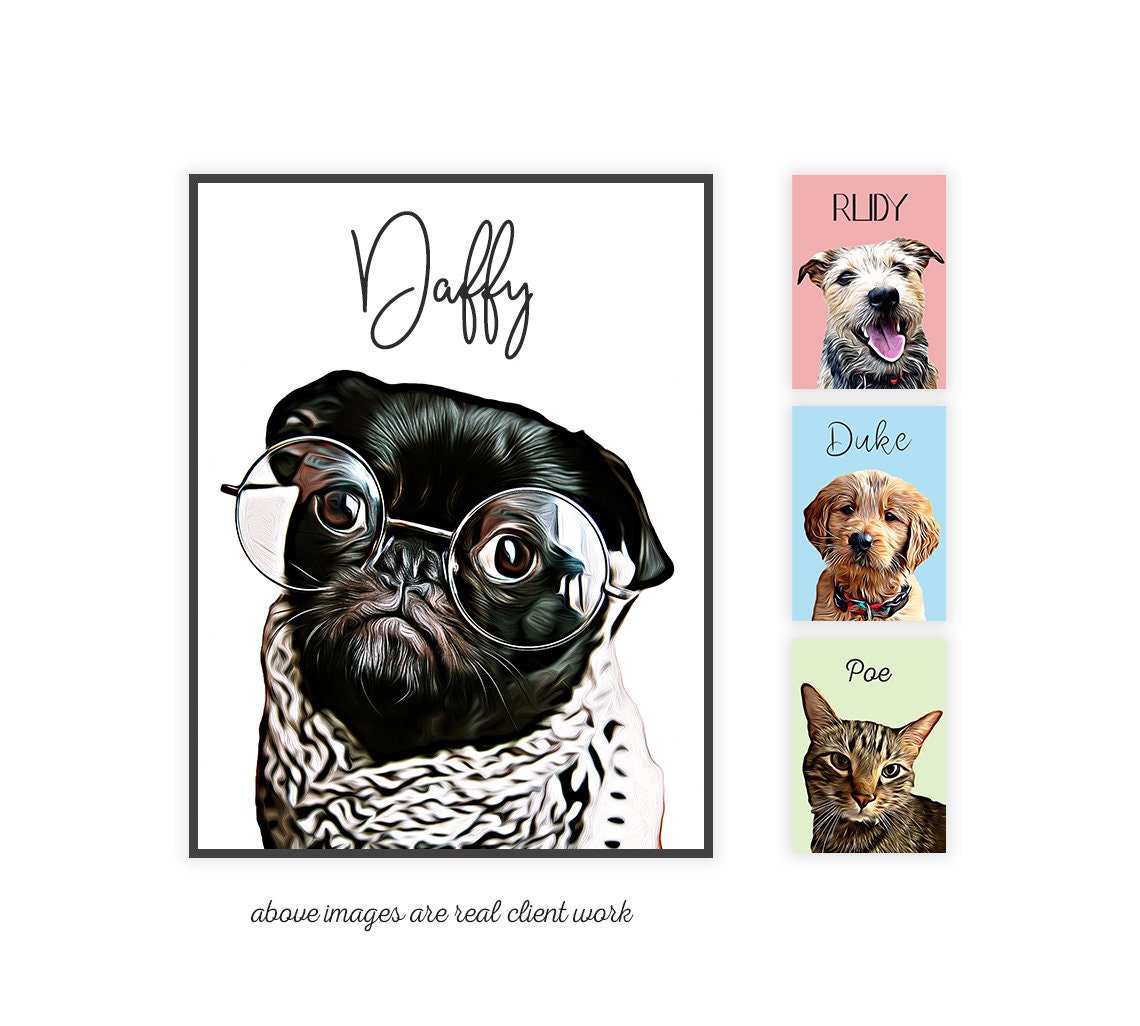 Pet Portrait Custom Dog Wall Art Printable DIGITAL Download | Etsy
