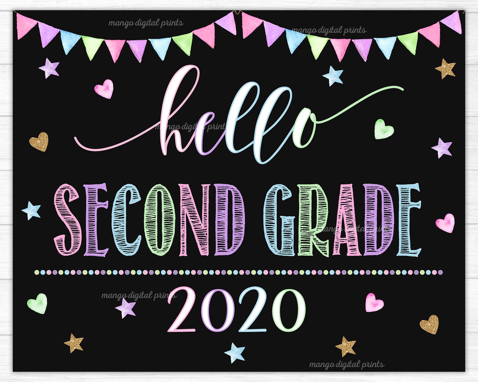 Hello Second Grade Sign First Day of Second Grade Printable | Etsy