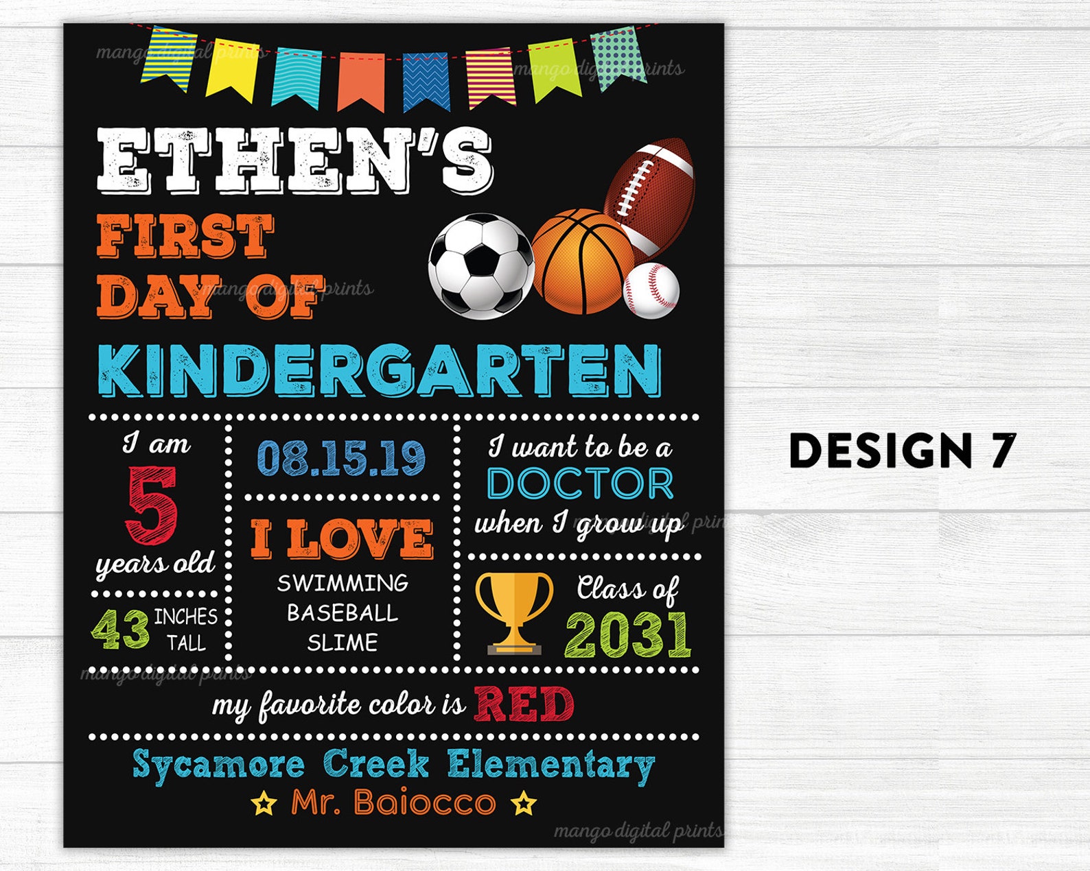 First Day of Pre-k Sign INSTANT DOWNLOAD PRINTABLE First Day of School ...