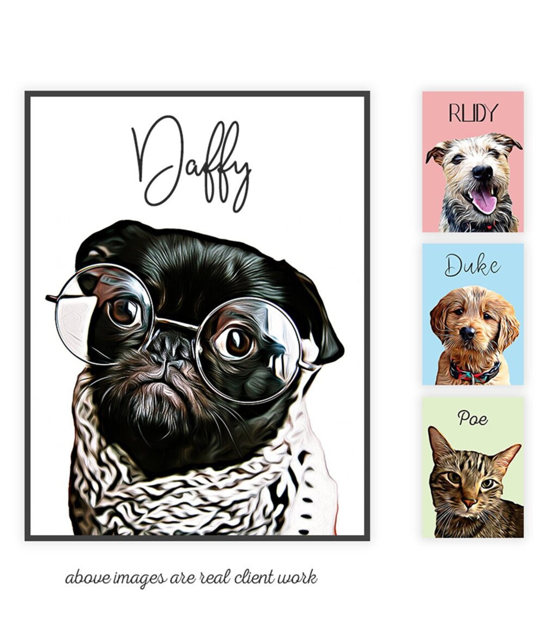 Pet Portrait Custom and Personalized Pet Dog Cat Watercolor Wall Art ...