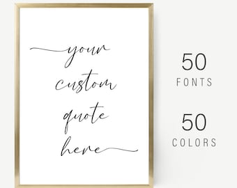 Custom Quote Print Sign Framed Canvas Wall Art Poster Personalized Gifts Printable Calligraphy Print Song Lyrics Printed Christmas Gift