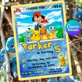 Editable Pokemon Card Invitation, Pokemon Birthday Invitation, Pikachu Birthday Party Invitation, Printable Pokemon Invitation Template