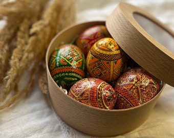 UNIQUE HANDPAINTED UKRAINIAN Set 6 Handmade Easter Egg New Wooden Easter Egg Ornament, Easter Decor, Ukrainian Pysanky Gift for Easter