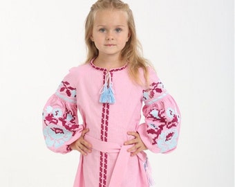 Embroidered dress for girl Ukrainian Linen dress for girl. Ukrainian dress, Traditional Ukrainian dress for children, Gift For Children