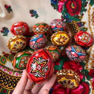 UNIQUE HANDPAINTED UKRAINIAN Set 6 Handmade Easter Egg New Wooden Easter Egg Ornament, Easter Decor, Ukrainian Pysanky Gift Gift for Easter