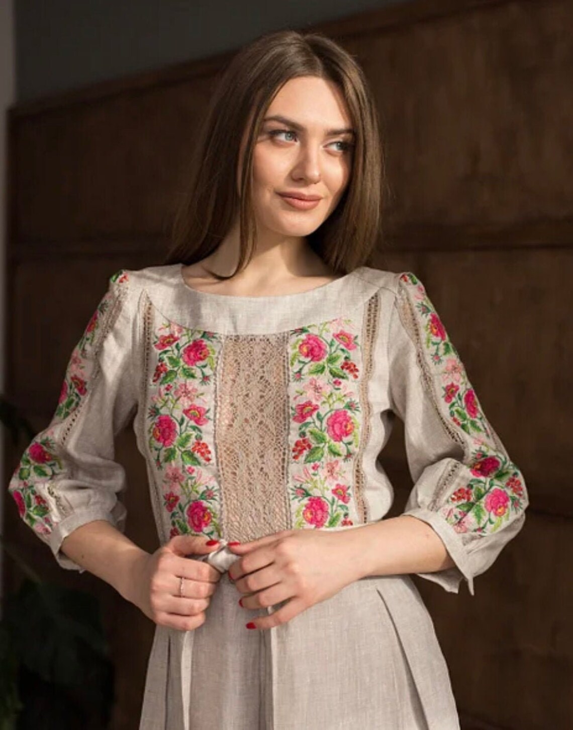 100 linen Embroidered dress Ukrainian embroidered dress Etsy