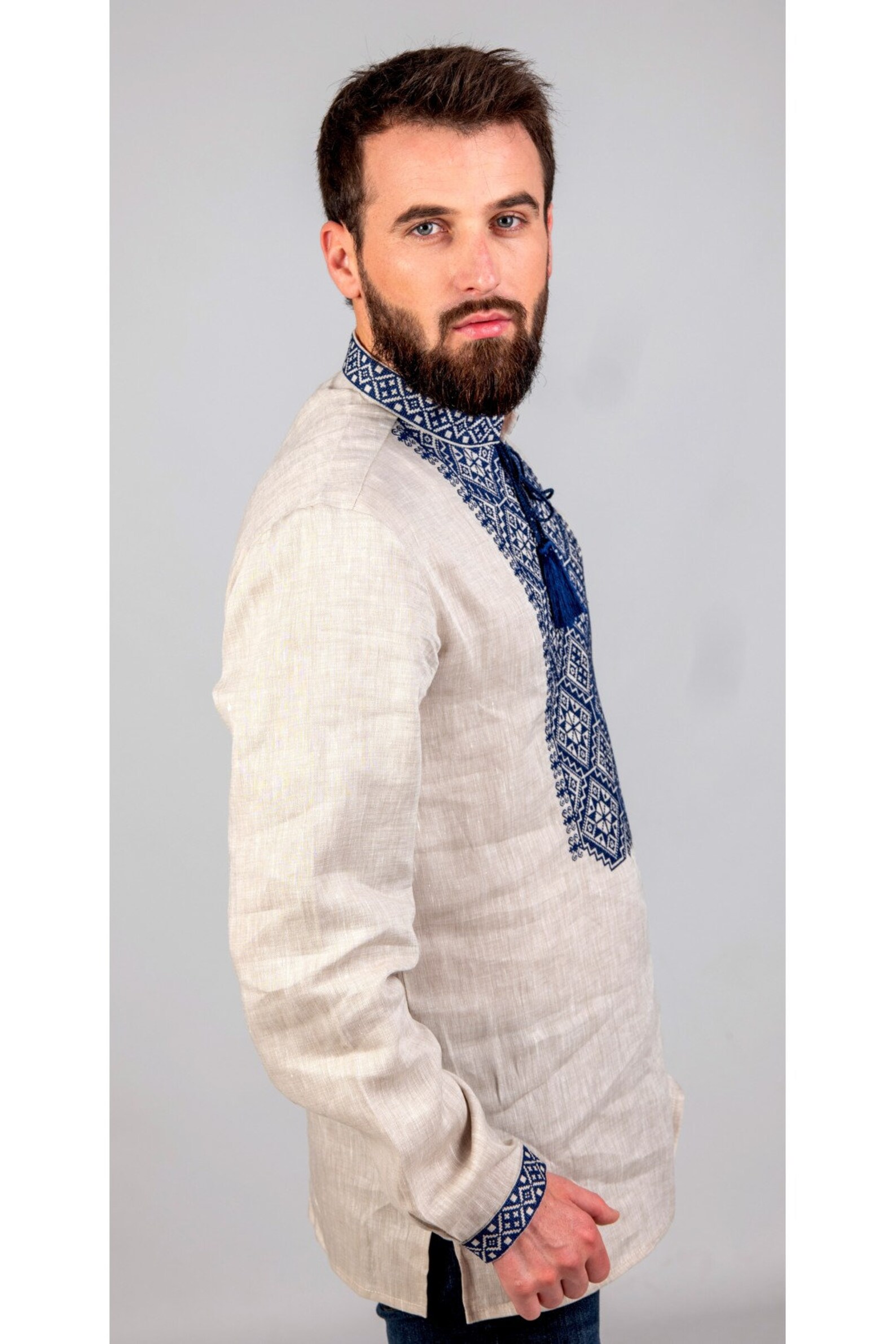 Linen Shirt Ukrainian Vyshyvanka Men's embroidered shirt Etsy