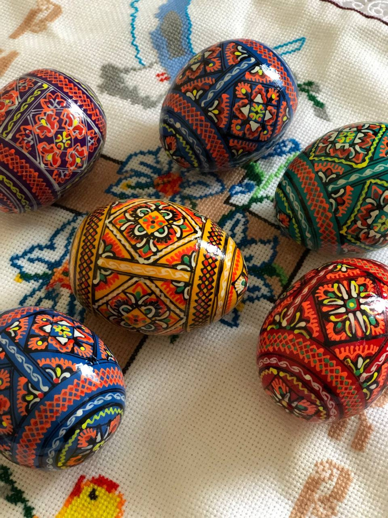 Ukrainian Pysanky Eggs Set of 6 | Hand Painted Wooden Easter Eggs ...