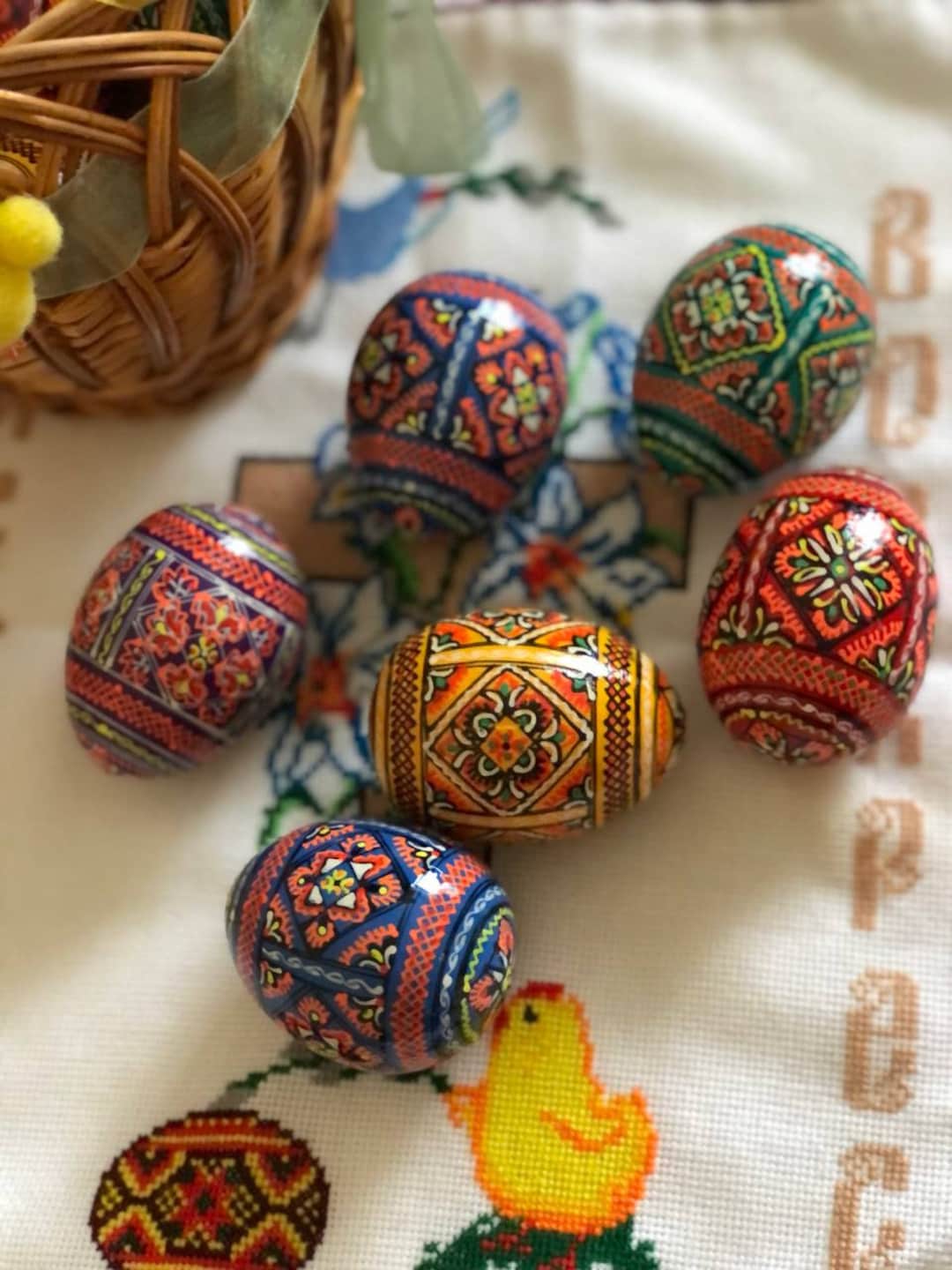 Ukrainian Pysanky Eggs Set of 6 | Hand Painted Wooden Easter Eggs ...
