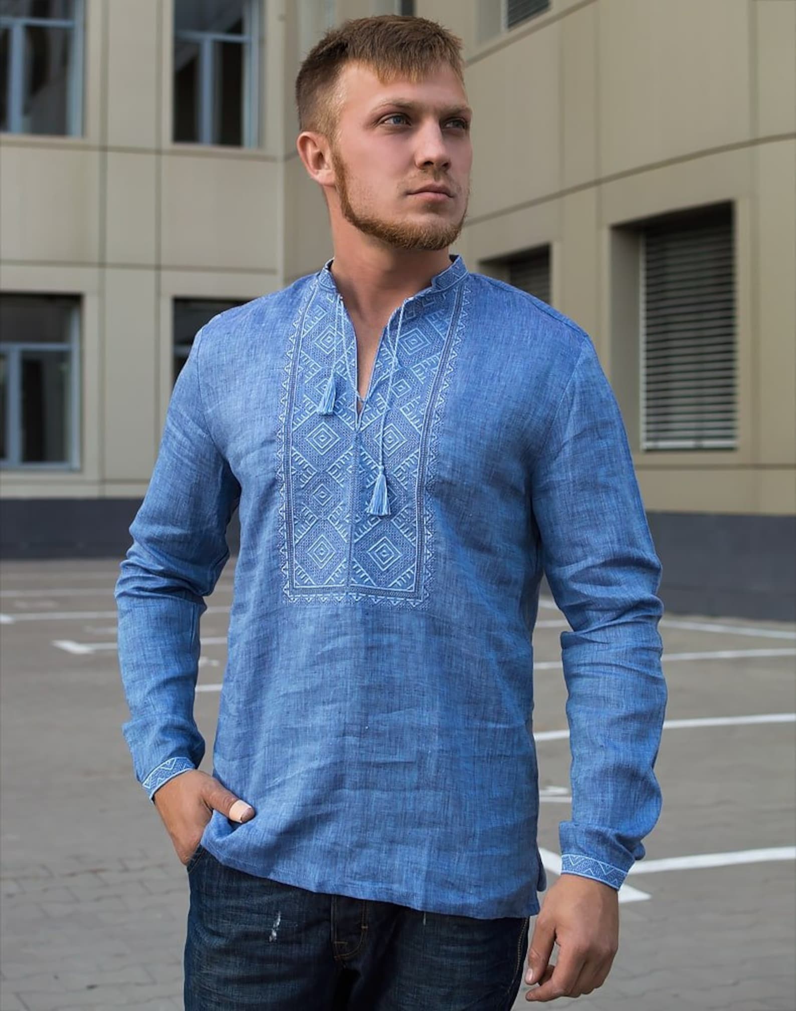 Linen Shirt Ukrainian Vyshyvanka Men's embroidered shirt Etsy