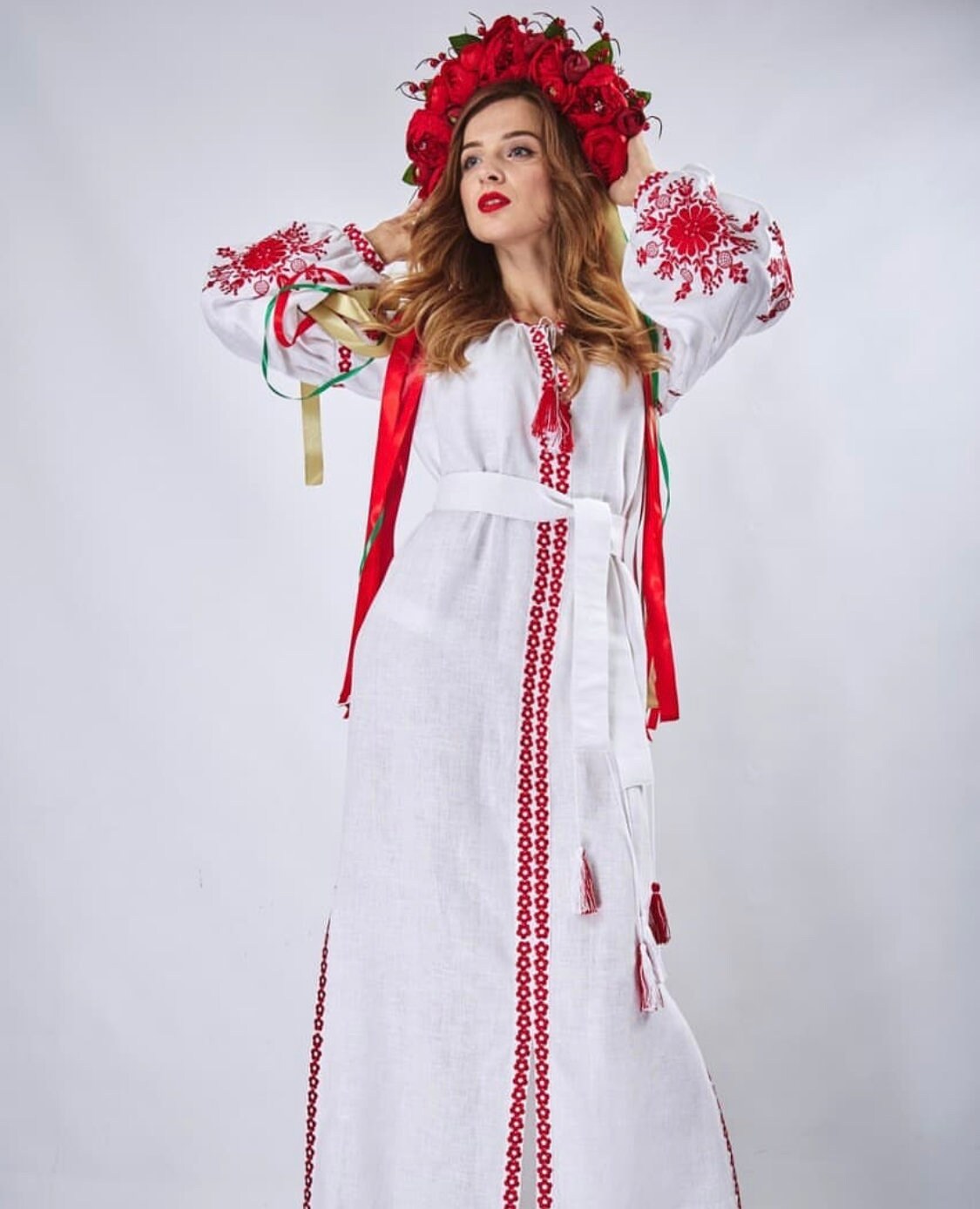 100% Linen Boho Embroidered Dress Ukrainian Embroidered Dress ...