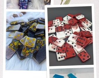 Custom Made Domino Set, Handmade Resin Dominoes, Family Game Night, Double 6, Resin games