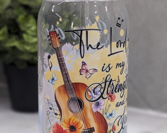 Scripture Verse Glass Tumbler| Flower Tumbler with Bible Verse| Christian Cup| Floral Tumbler| Christian Gift| Faith Cup| Church Gift