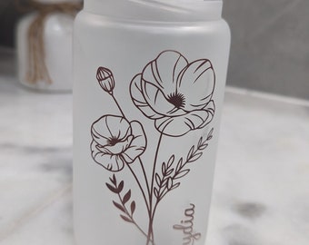 Personalized Birth Flower Cup With Name | Personalized Birth Flower Tumbler | Bridesmaid Proposal | Gifts for Her, Party Favor,