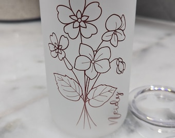 Personalized Birth Flower Cup With Name | Personalized Birth Flower Tumbler | Bridesmaid Proposal | Gifts for Her, Party Favor,