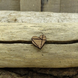 Wooden laser cut origami heart lapel pin brooch