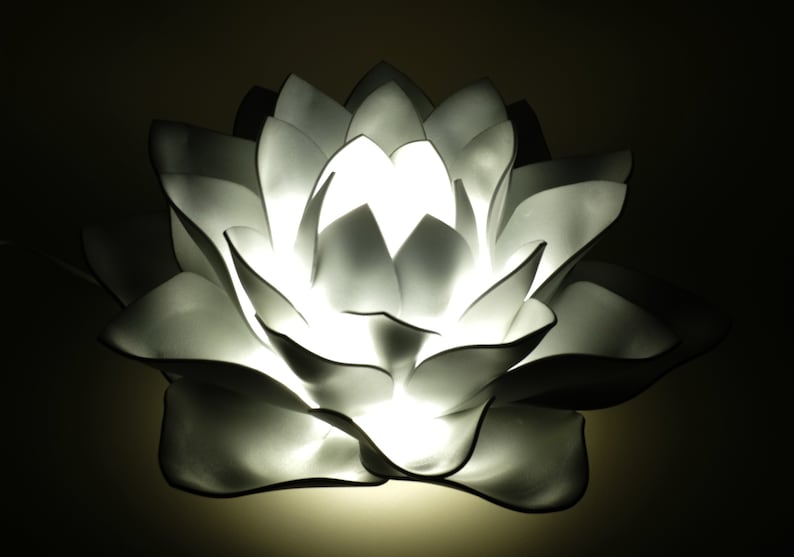 Silver Lotus Flower Lamp Ooak As Wedding Decor Night Light