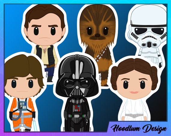 Star Wars inspired Stickers 6 Cute Character Stickers | Etsy