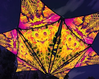 Decoração de teto com cobertura reativa a raios UV, decoração psicodélica para festa - Let it Be - 6 diamantes e 6 triângulos Decor 01