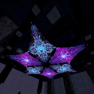 Ceiling Decoration - Enlightenment – EN-DM02 and EN-DM03 – Hexagram – UV-Canopy – Psychedelic Party Decoration