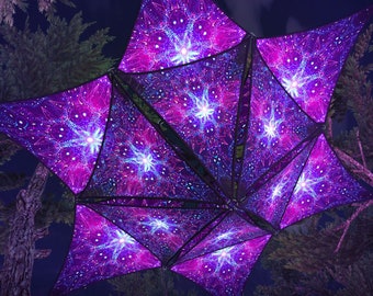 Decoração de Teto Canopy Reativo a UV Decoração de Festa Psicodélica - Iluminação - 6 Diamantes e 6 Triângulos Decor 03