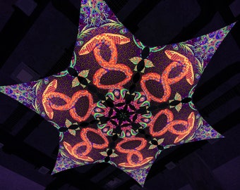 Decoração de teto "Cobra da Selva" JS-DM01 Hexagrama UV-Canopy Decoração de festa psicodélica