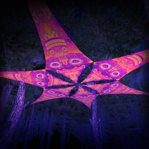 Ceiling Decoration - Psychedelic UV-Reactive Canopy – 6 petals set - Design &quot;DMTizzin&quot; - Made in the USA