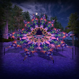 DJ-Stage Decoration - Herbal Harmony Collection - &quot;Orange Storm&quot; Petals - Psychedelic UV-Reactive Canopy – 12 petals set
