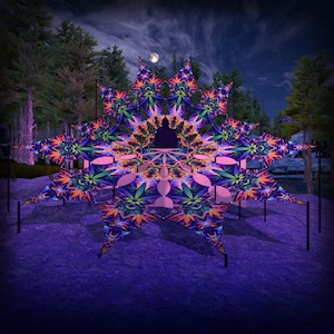 DJ-Stage Decoration - Herbal Harmony Collection - "Orange Storm" Petals - Psychedelic UV-Reactive Canopy – 12 petals set