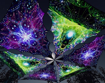 Decoração de Teto - Enlightenment EN-TR03 e EN-TR01 – UV-Canopy – Decoração de Festa Psicodélica