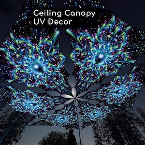 Tentplafonddecoratie voor evenementen – luifel van psychedelische stretchstof – modulaire opstelling voor festivals, bruiloften en loungeruimtes – NL-TR02