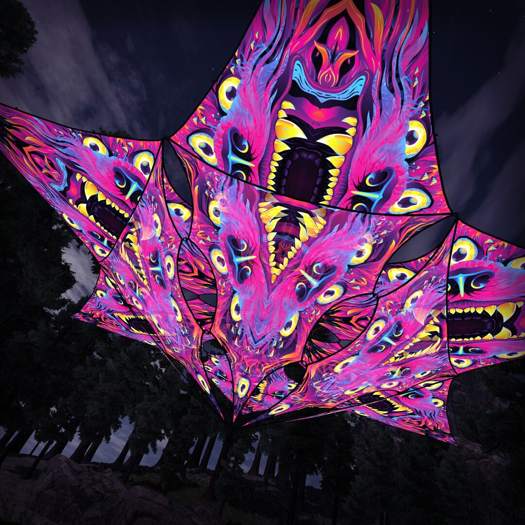 Uv Craft Using Shadows Ceiling Decoration Uv-reactive Canopy Psychedelic Party Decoration ...