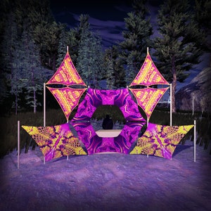 DJ-Stage Decor - Psychedelic UV-Reactive Party Decoration - Design Set lb-dn03 - Made in the USA