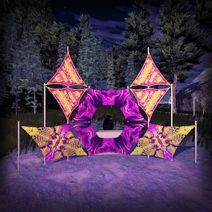 DJ-Stage Decor - Psychedelic UV-Reactive Party Decoration - Design Set lb-dn03 - Made in the USA