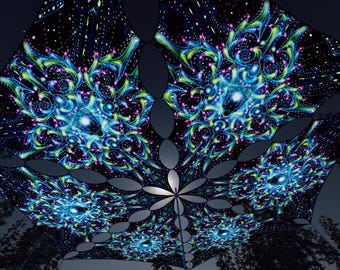 Decoração de Teto - Enlightenment EN-TR02 – UV-Canopy – Decoração de Festa Psicodélica