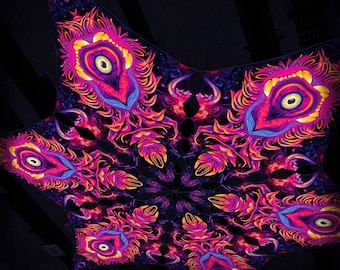 Decoração de Teto Enchanted Shadows – ES-DM03 – Hexagrama – UV-Canopy – Decoração de Festa Psicodélica