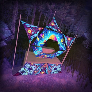 DJ-Stage Decor - Psychedelic UV-Reactive Party Decoration - Design Set ms-dn03 - Made in the USA