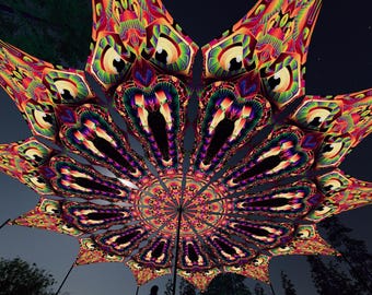 Ceiling Decoration - Fungal Rift "FR-PT01" UV Petals - Psychedelic UV-Reactive Canopy – 12 petals set